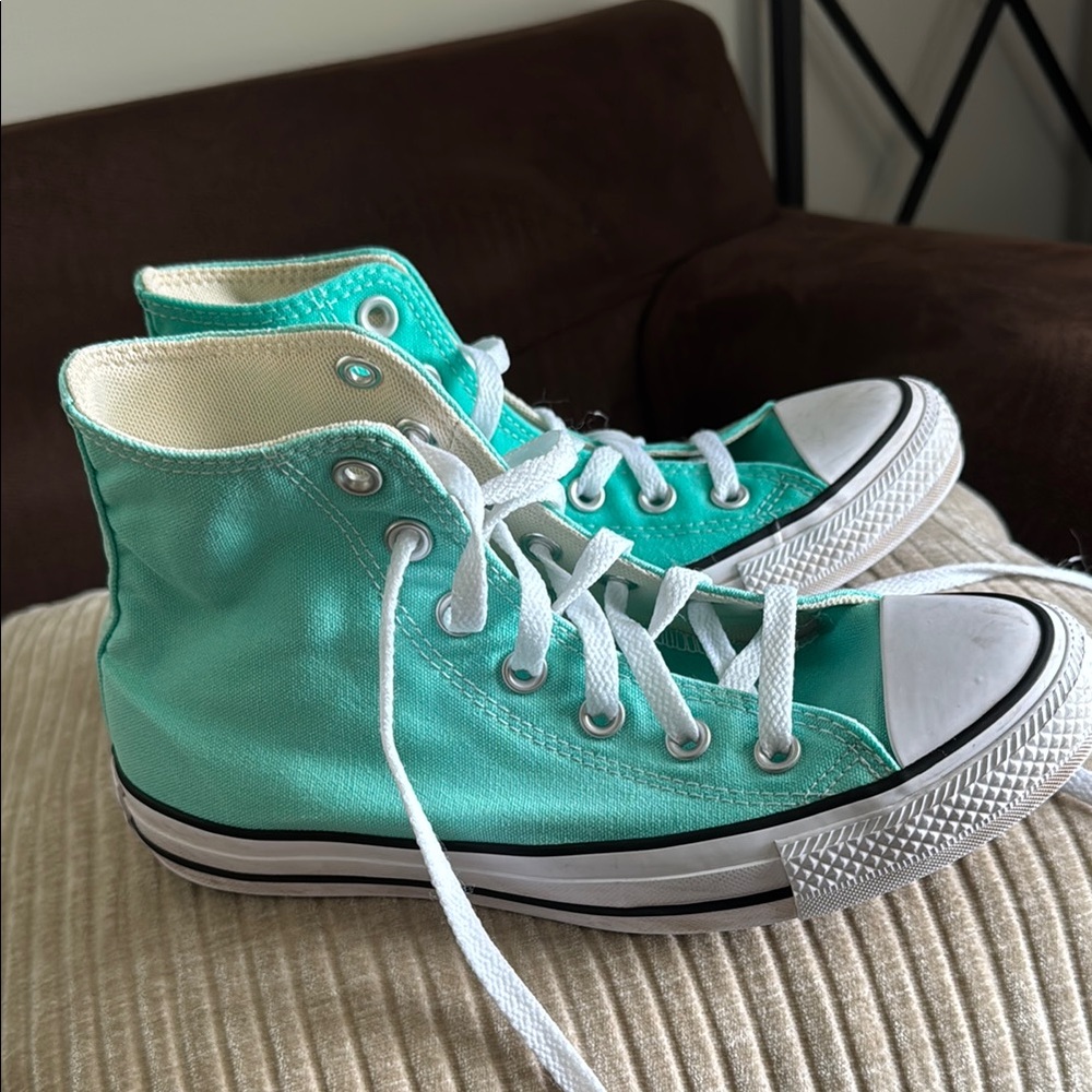 Converse Cream and Turquoise High-Tops